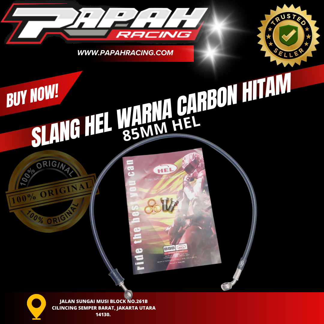 SELANG SLANG HEL WARNA HITAM CARBON 85MM HEL